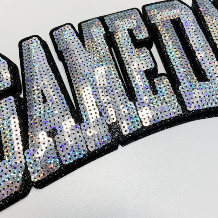 10.5” GAME DAY Iridescent  - SEQUIN Patch w Black or White Backing