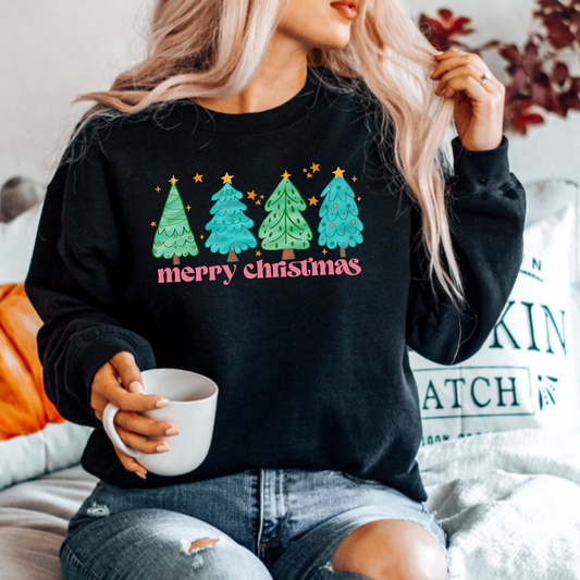 (shirt not included)Merry Christmas Trees - Matte Clear Film Transfer