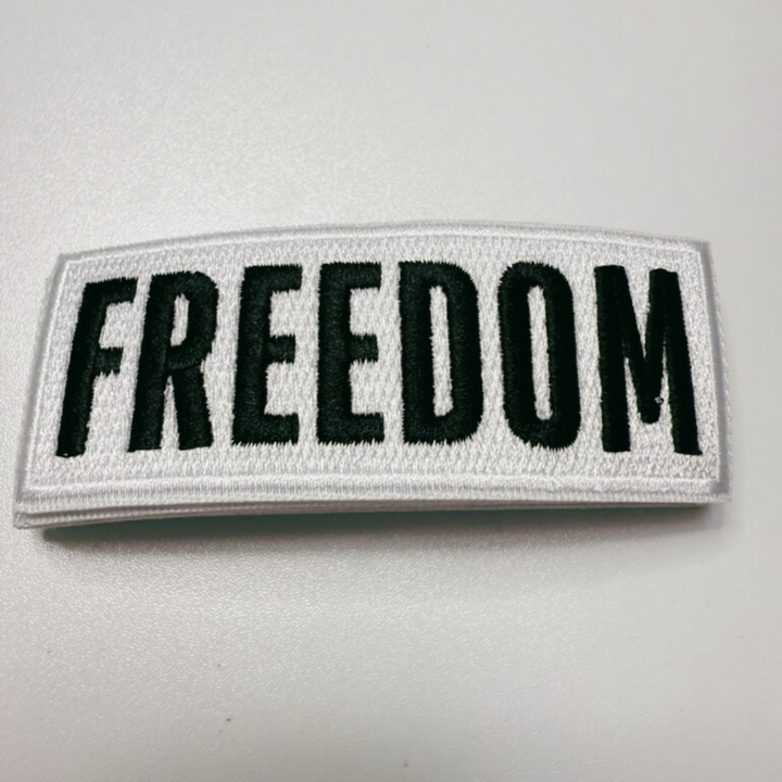 3.5" FREEDOM in White &amp; Black  -  Embroidered Hat Patch