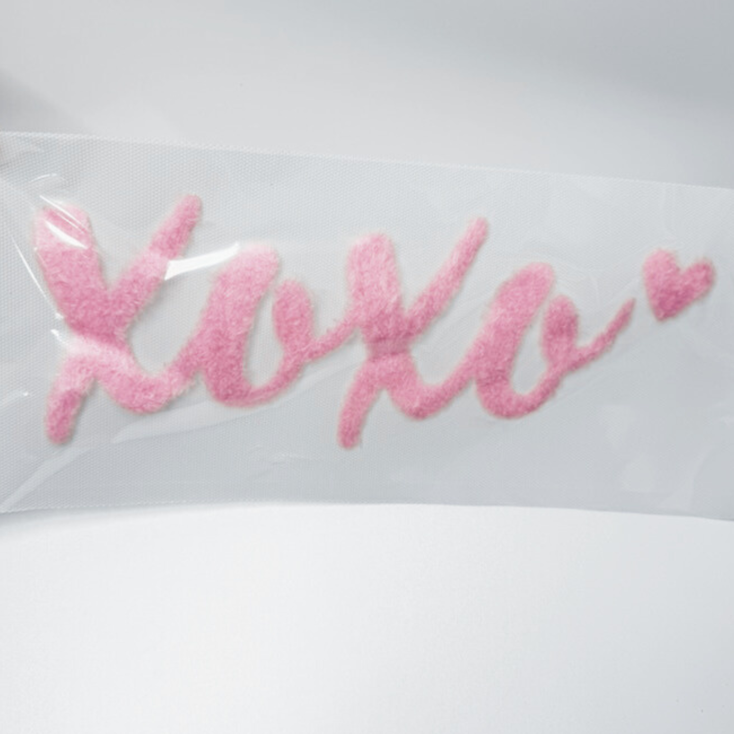 10.5"  XOXO script - Fuzzy Patch / Transfer ( COLD PEEL)