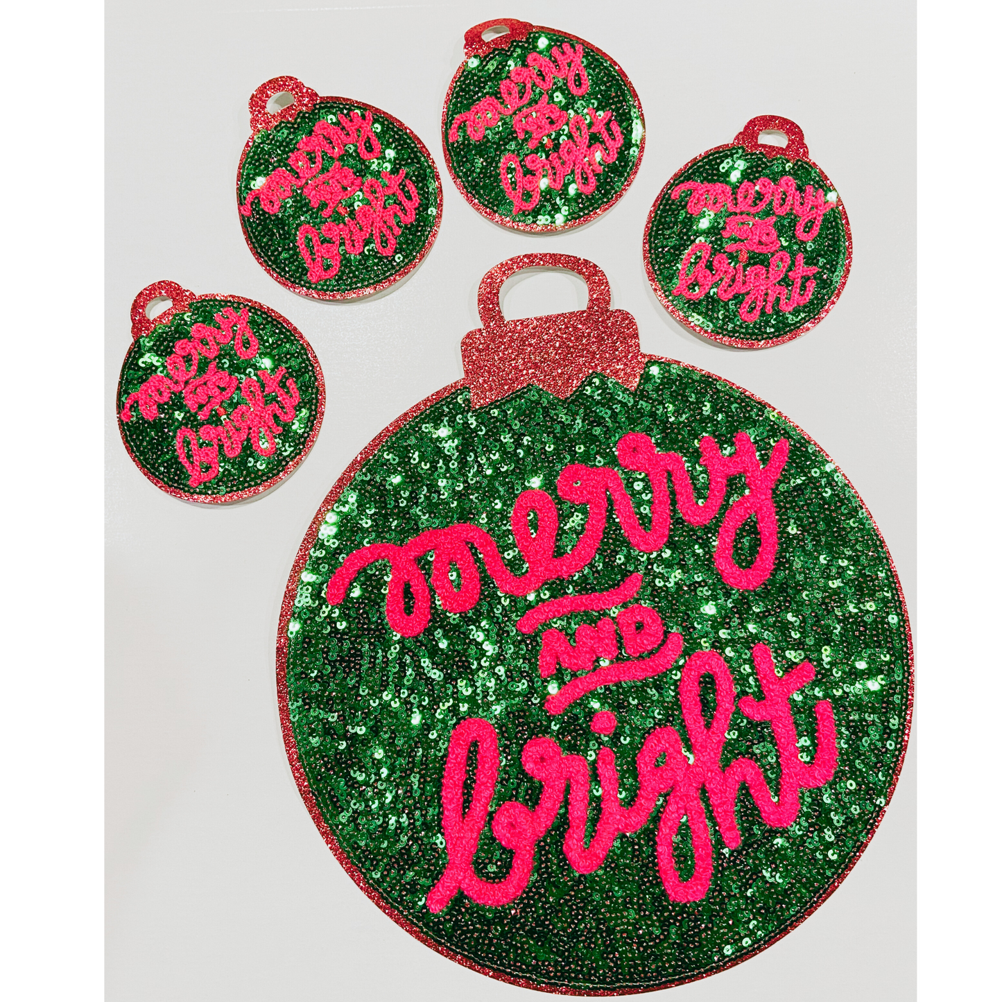 3" x 3" Merry & Bright Ornament  - small SEQUIN Patch