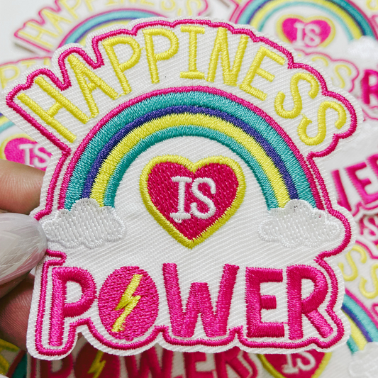 3" Happiness is POWER   -  Embroidered Hat Patch