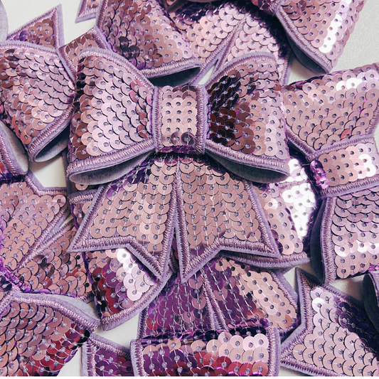 3 inch SEQUIN 3D Bow In PURPLE - SEQUIN Patch