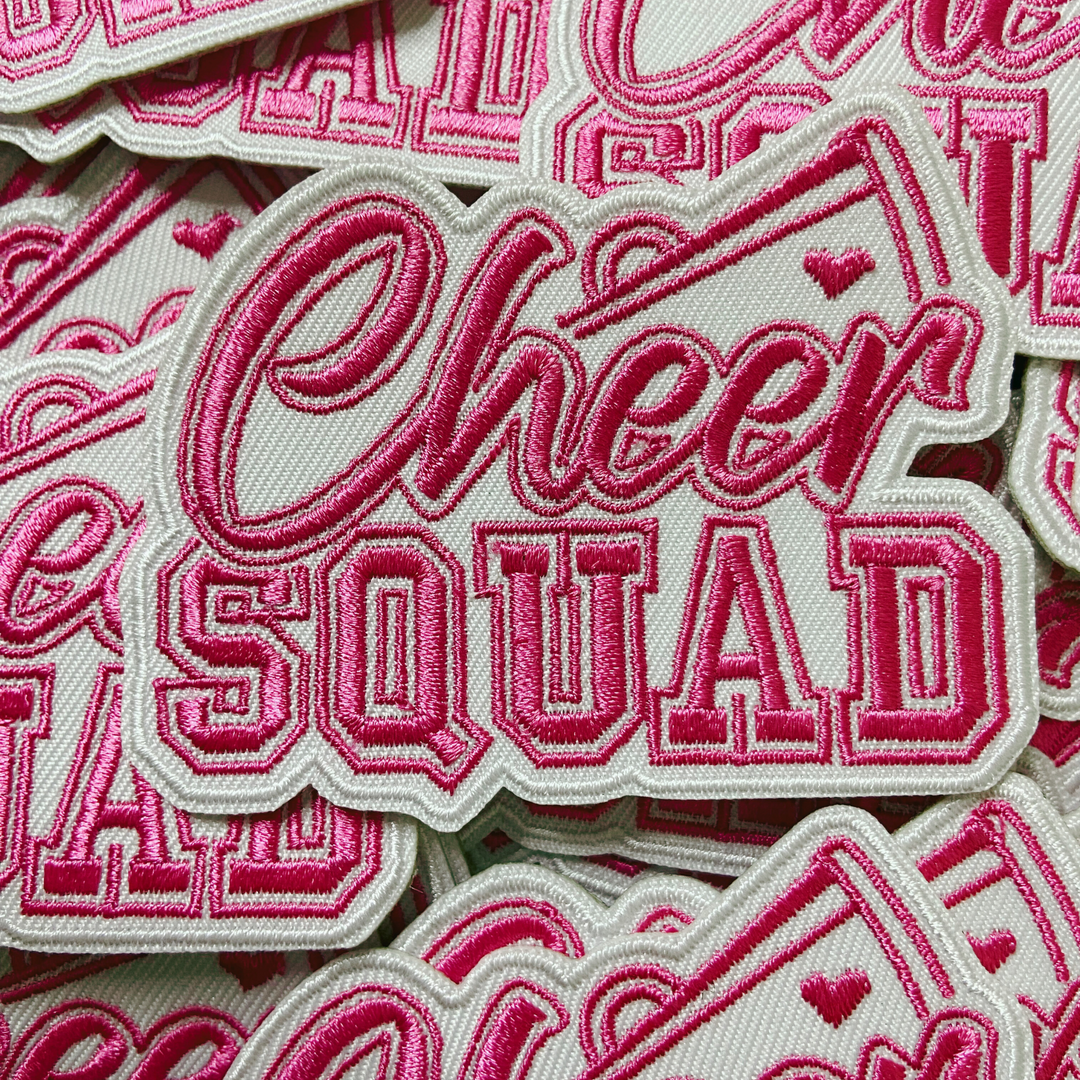 3" Cheer Squad in Pink  -  Embroidered Hat Patch