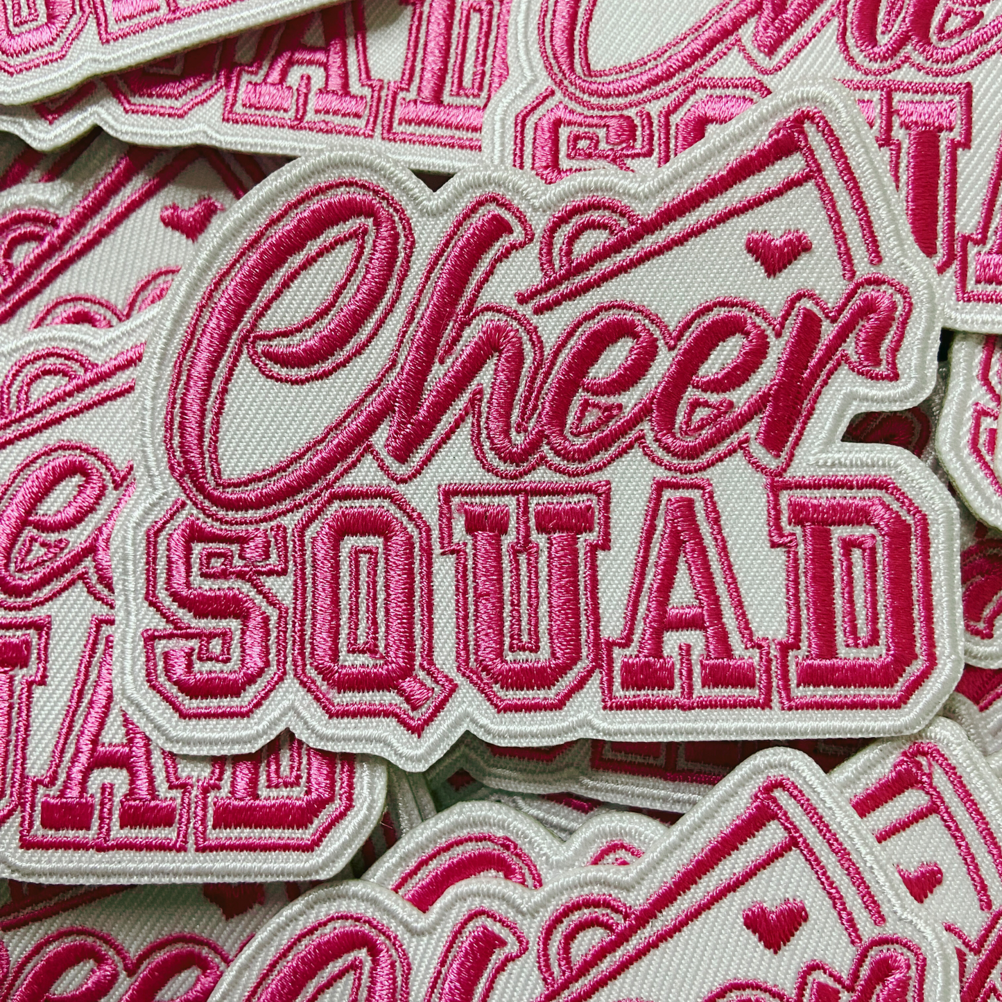 3" Cheer Squad in Pink  -  Embroidered Hat Patch