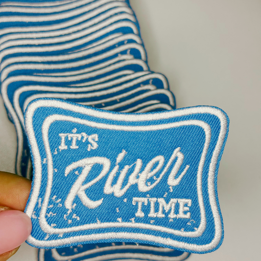 2.5" It's RIVER time in Blue - Embroidered Hat Patch
