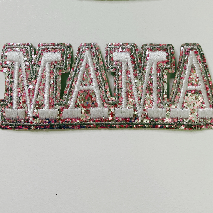 4" MAMA / 3" MINI  - Glitter + Embroidered Hat Patch