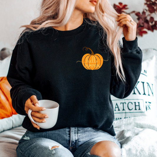 (shirt not included) Hello Pumpkin Pocket -  Matte Clear Film Transfer