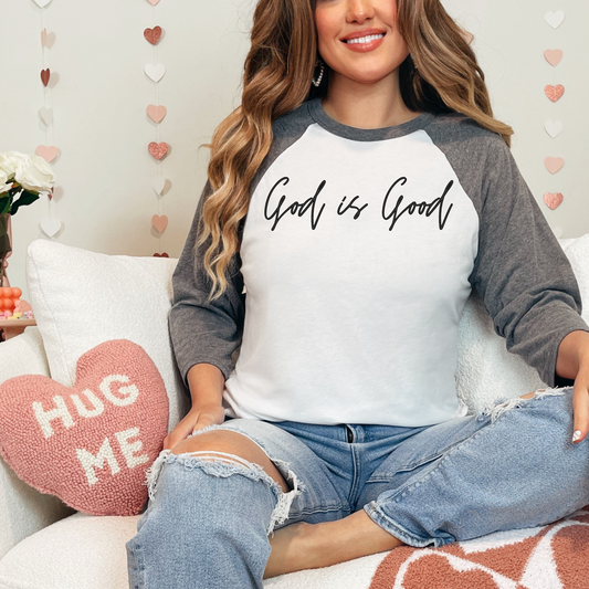 (shirt not included) 12" God is Good Script - Clear Film Transfer