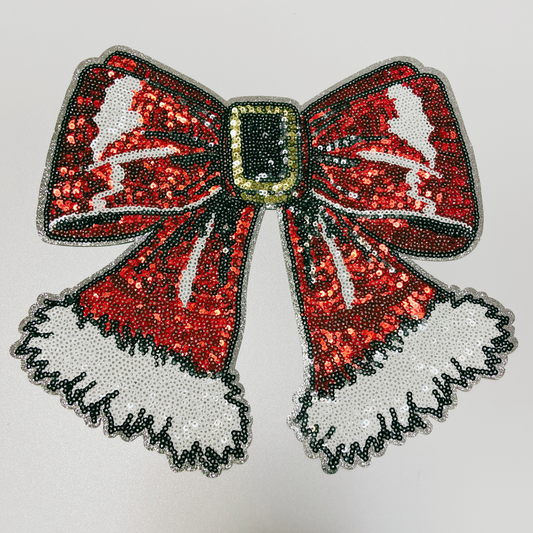 10" inch Santa BOW - SEQUIN Patch