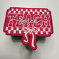 2.5"  PINK TEACH w bow -  Embroidered Hat Patch