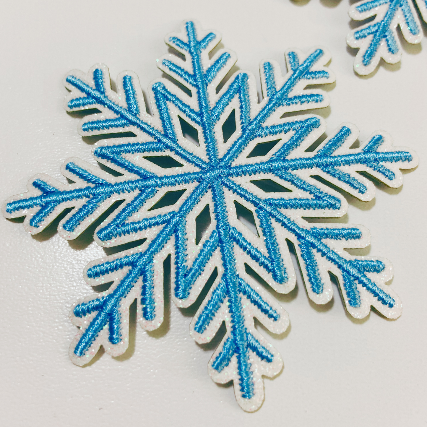 3" Glitter Snowflake -  Embroidered Hat Patch