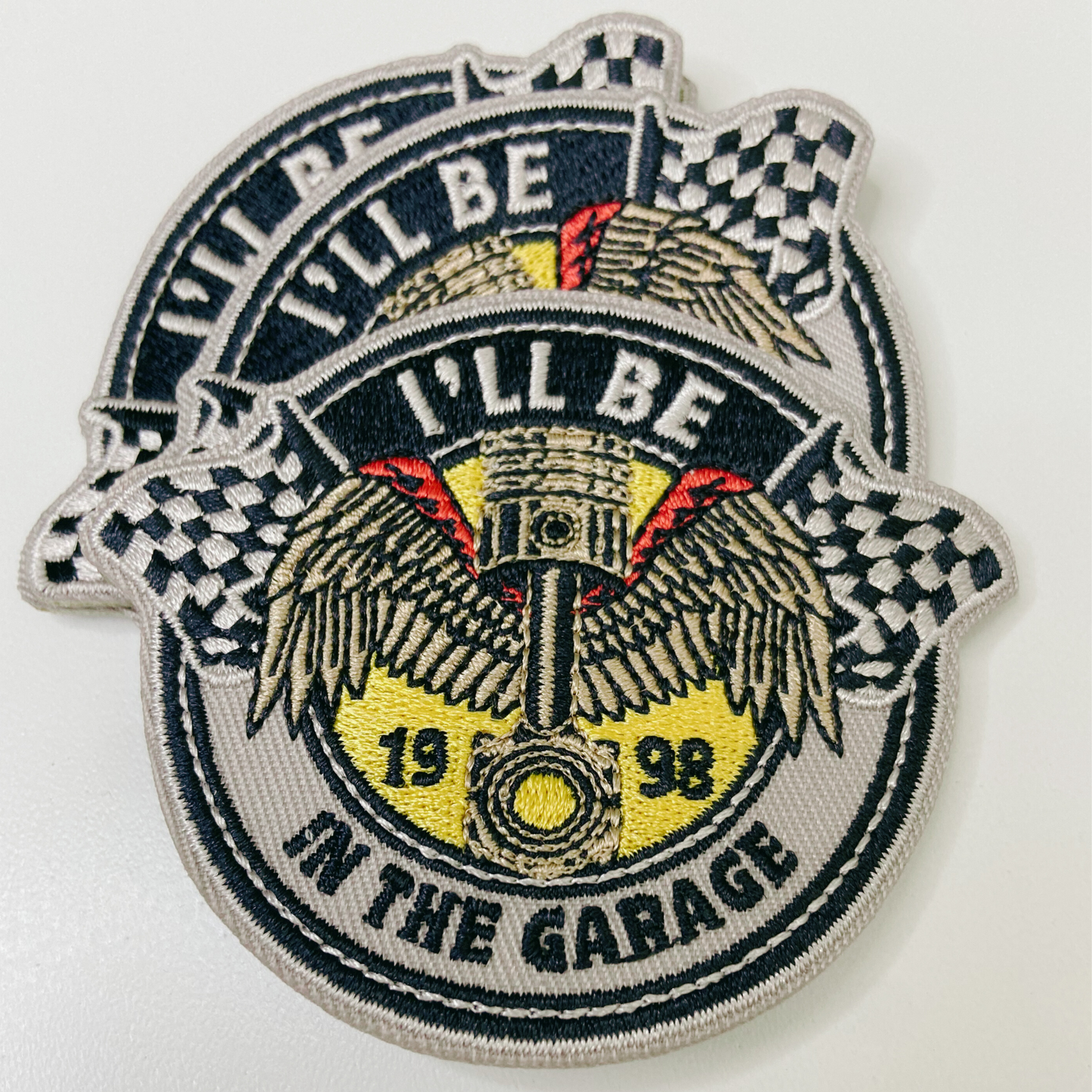 3" I'll Be in the Garage  -  Embroidered Hat Patch