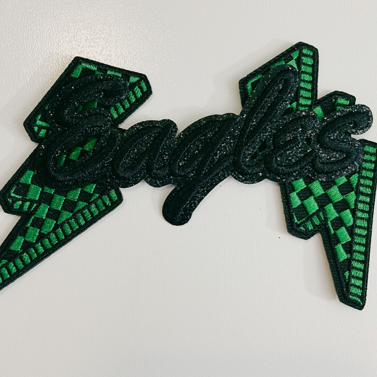 4" Eagles in black -  Embroidered Hat Patch