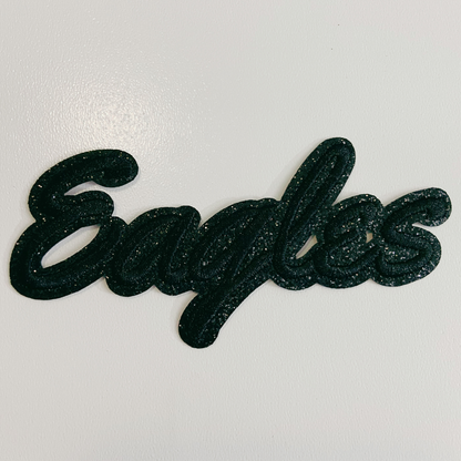 4" Eagles in black -  Embroidered Hat Patch