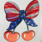Americana Cherry Bow  - SEQUIN TRANSFER - COLD PEEL