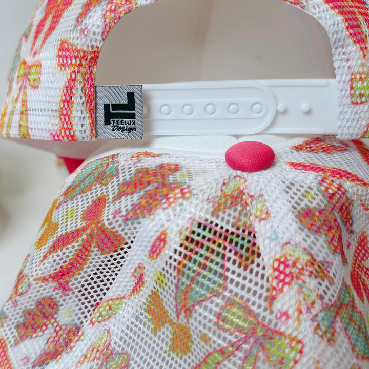 TEELUX - BOW TRUCKER HAT BLANK -  Pink &amp; White