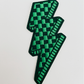 3” Checkered Lightning - GREEN - Embroidered Hat Patch