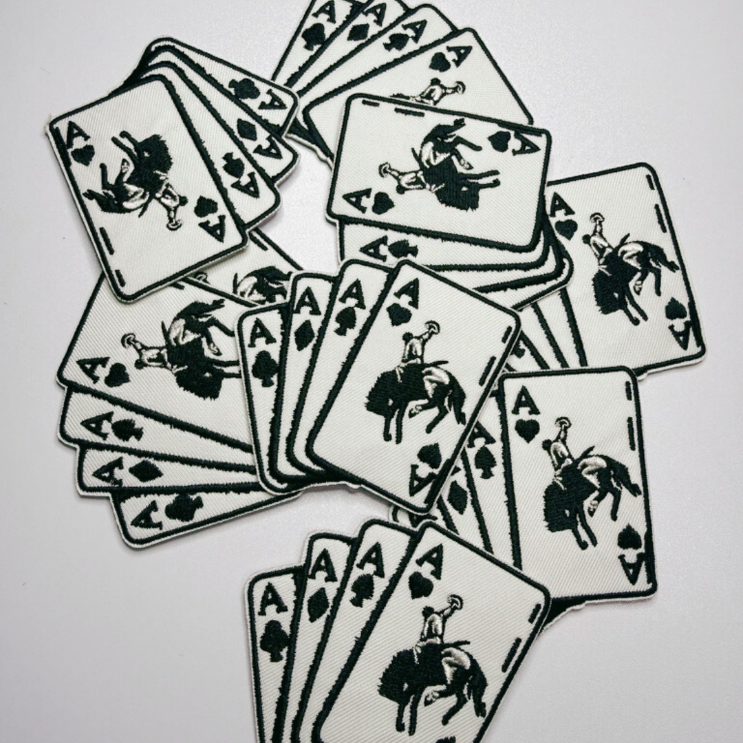 3" Bucking Aces   -  Embroidered Hat Patch