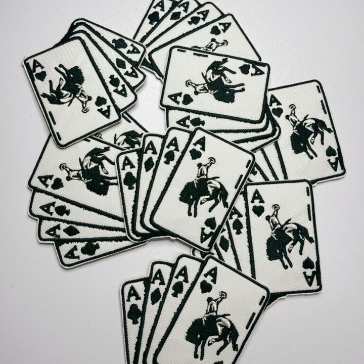3" Bucking Aces   -  Embroidered Hat Patch