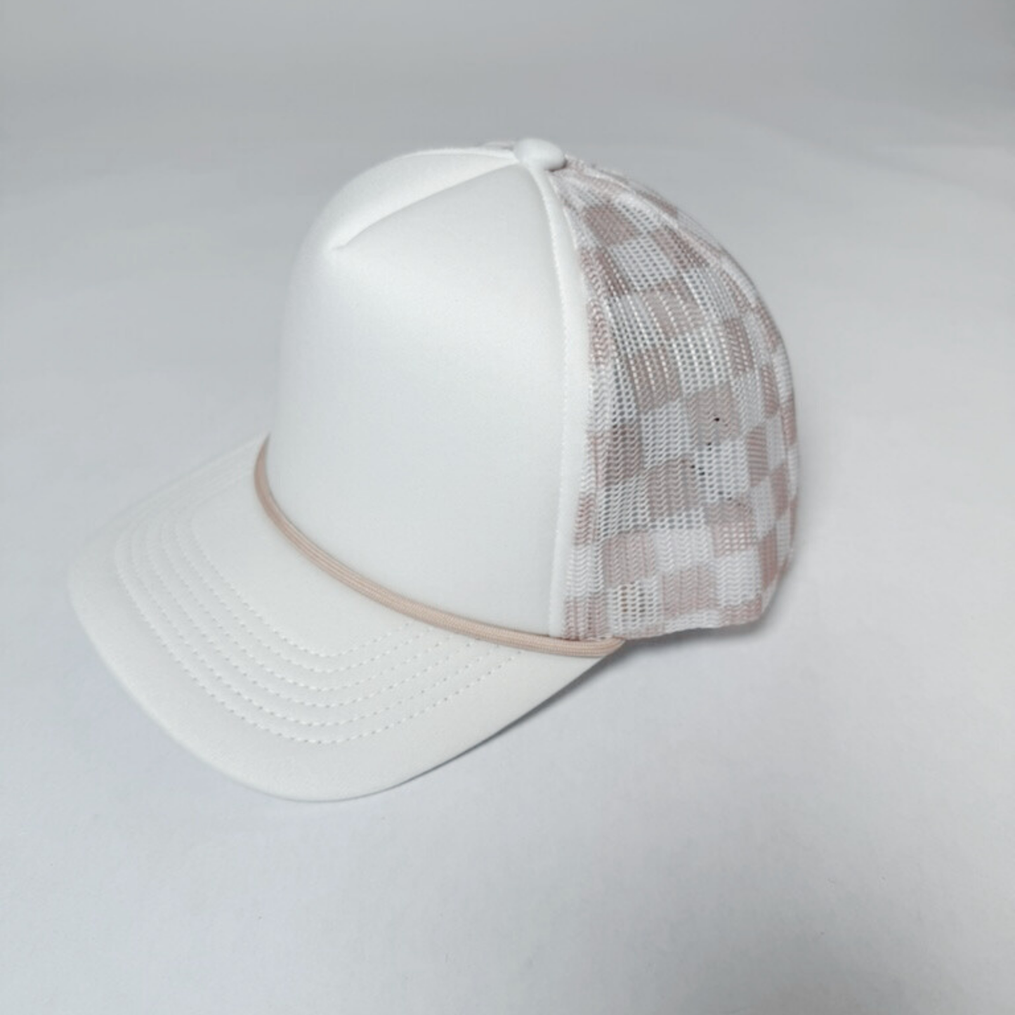 TEELUX - TRUCKER HAT BLANK - Beige Neutral Checkered