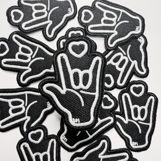 2" I love you, ASL - Embroidered Hat Patch