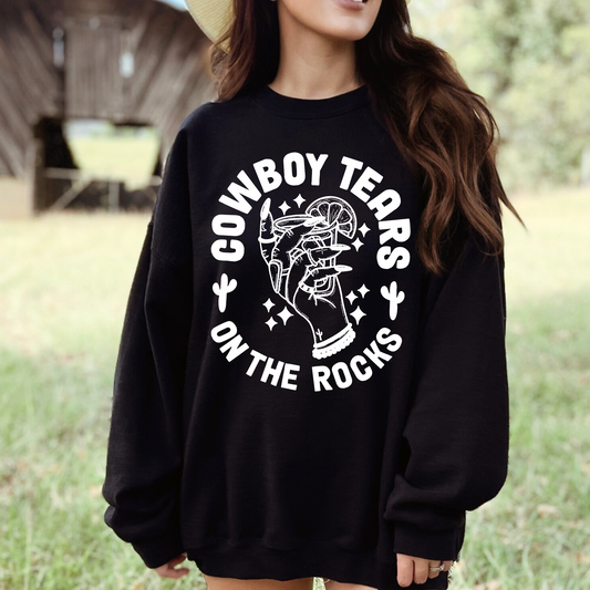 (Shirt not included) Cowboy Tears on The Rocks, In White - Screen print Transfer