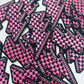 2.5” Checkered Lightning Bolt Pink or green -  Embroidered Hat Patch