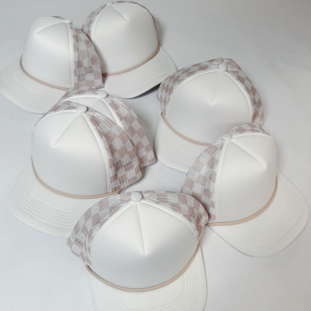 TEELUX - TRUCKER HAT BLANK - Beige Neutral Checkered