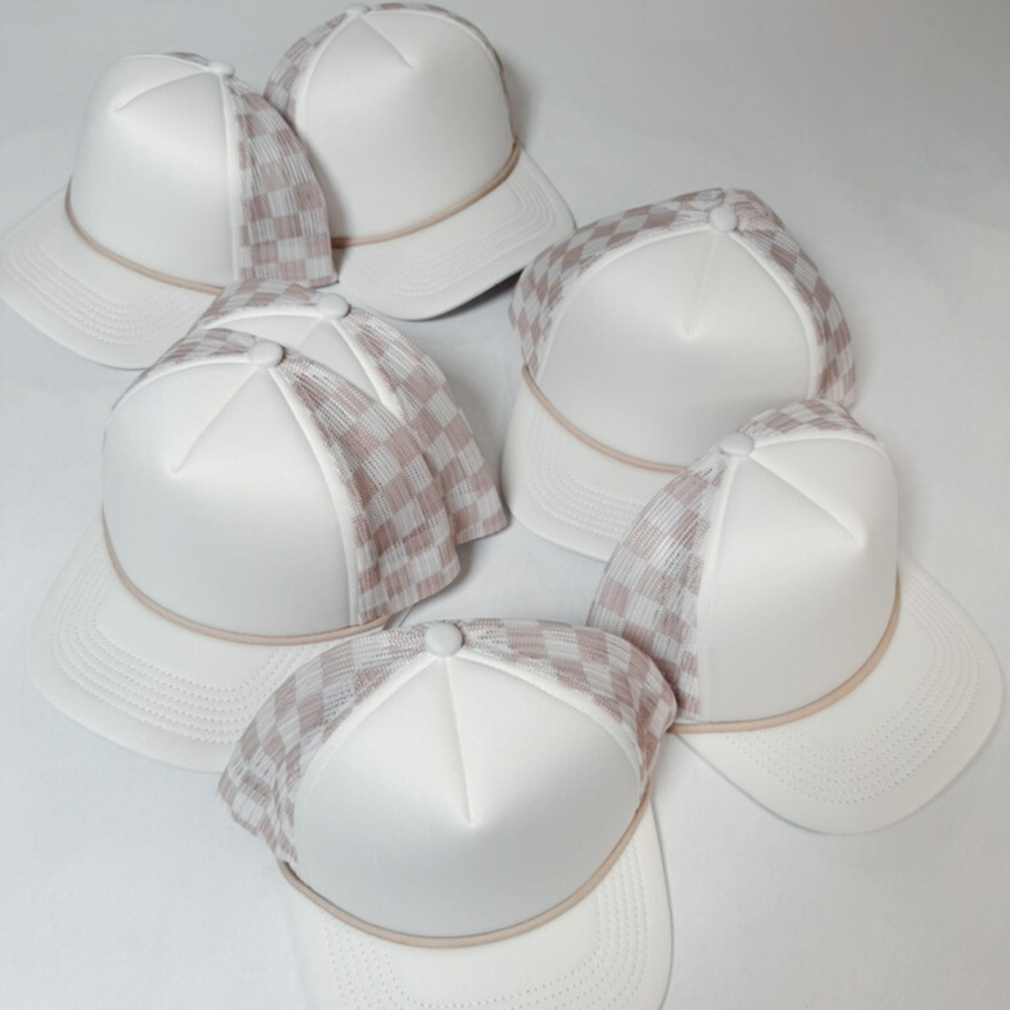 TEELUX - TRUCKER HAT BLANK - Beige Neutral Checkered