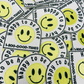 3" Happy to be here smiley face -  Embroidered Hat Patch