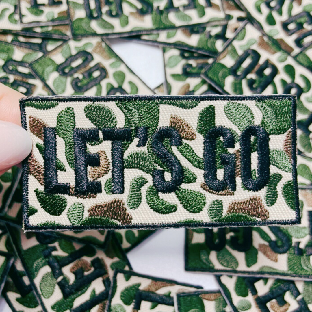 3" Lets Go camp Patch  -  Embroidered Hat Patch