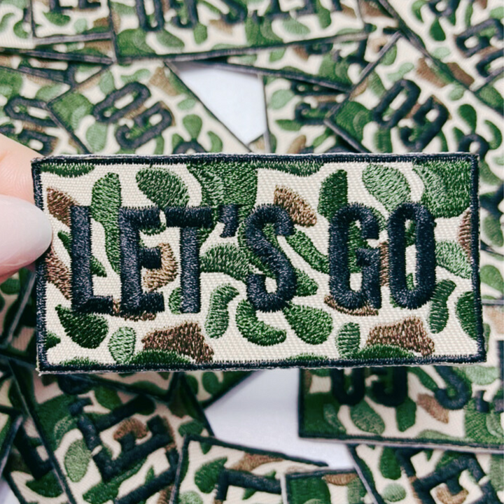 3" Lets Go camp Patch  -  Embroidered Hat Patch