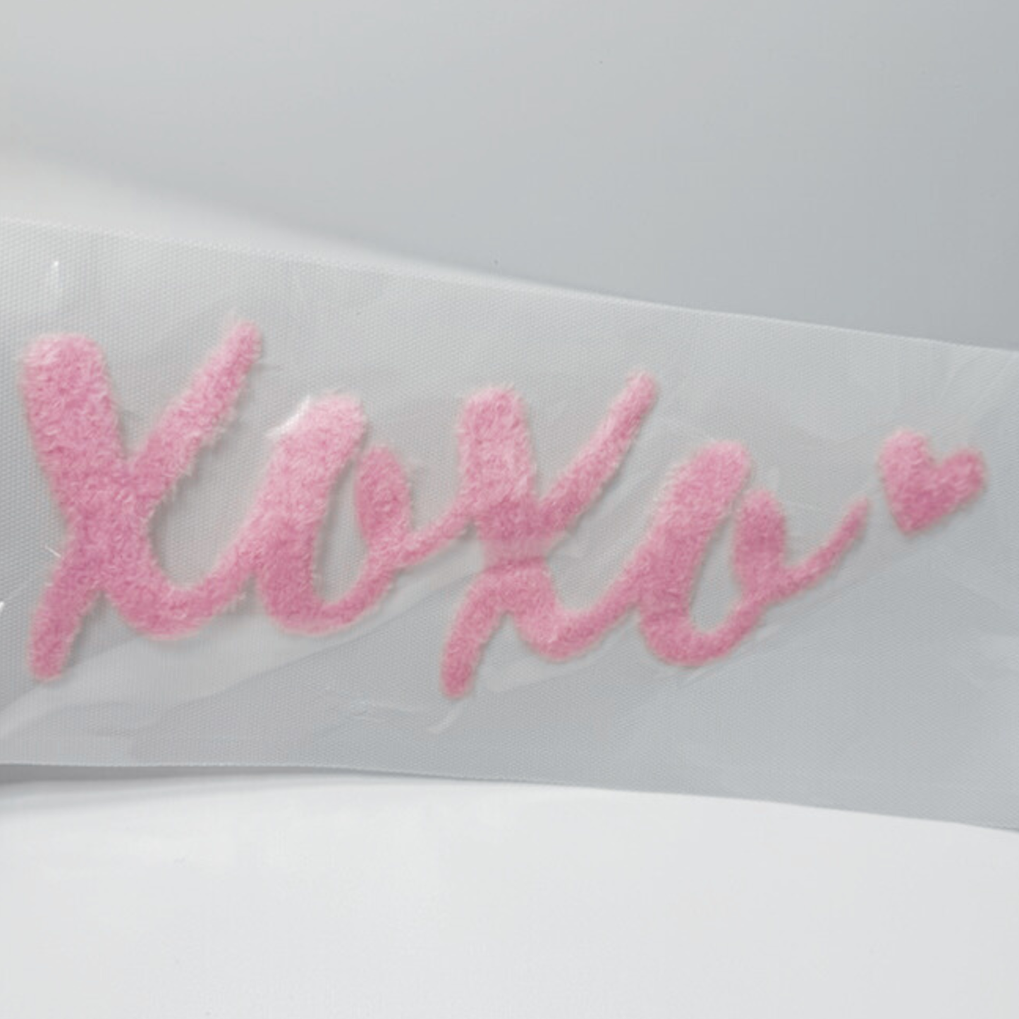 10.5"  XOXO script - Fuzzy Patch / Transfer ( COLD PEEL)