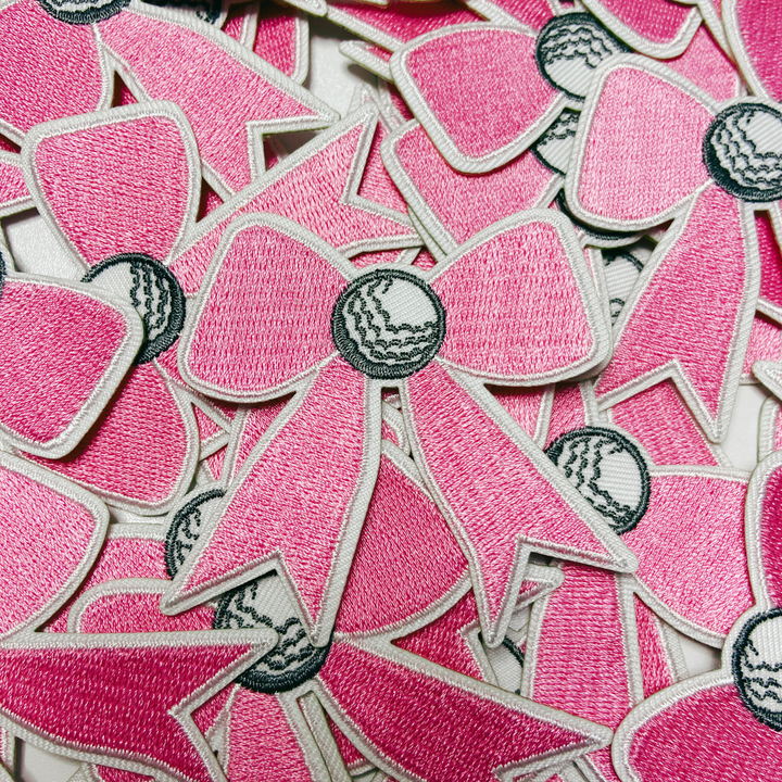 2.5” Golf Pink Bow   -  Embroidered Hat Patch