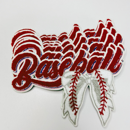 Baseball with Bow  - Chenille Patch