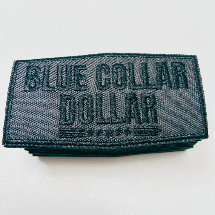 3.5" BLUE COLLAR DOLLAR  -  Embroidered Hat Patch