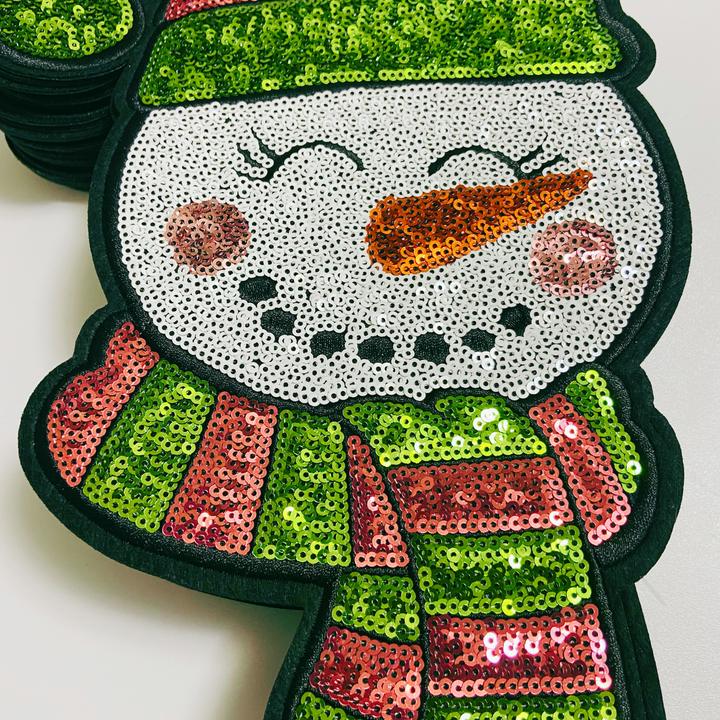 7" x 11" Holiday Snowman - SEQUIN Patch
