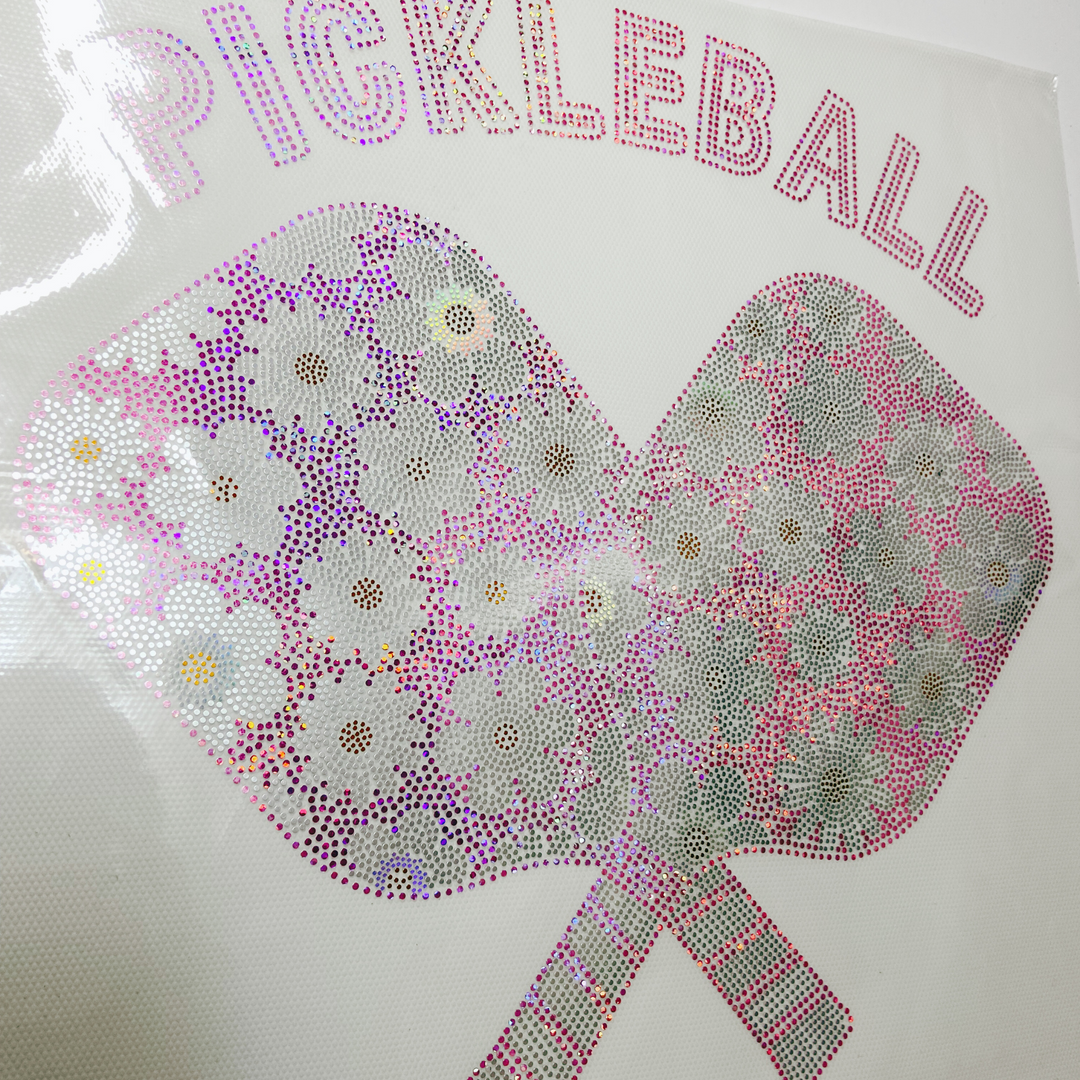 Pickleball with flowers - SPANGLE - COLD PEEL FULL SIZE