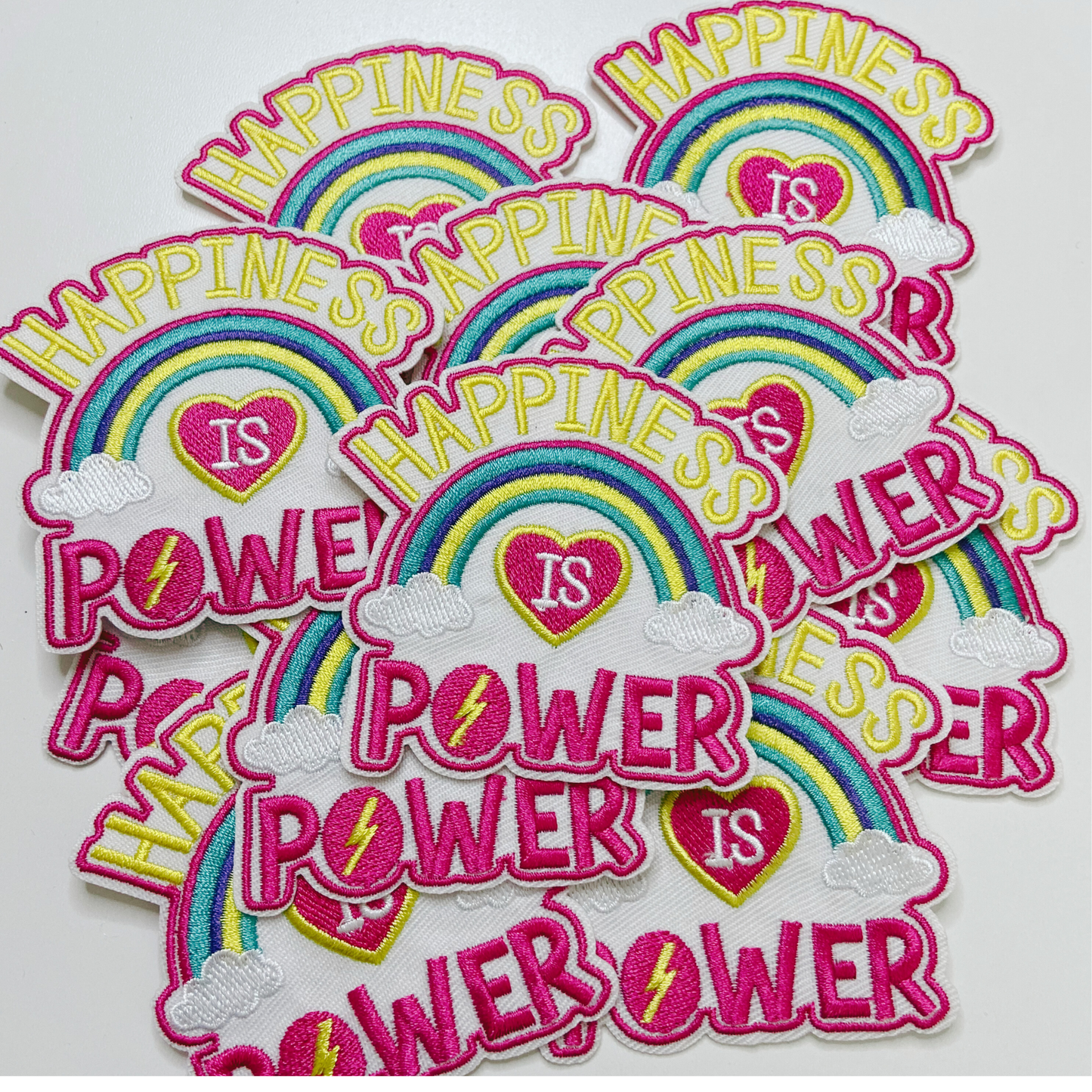 3" Happiness is POWER   -  Embroidered Hat Patch
