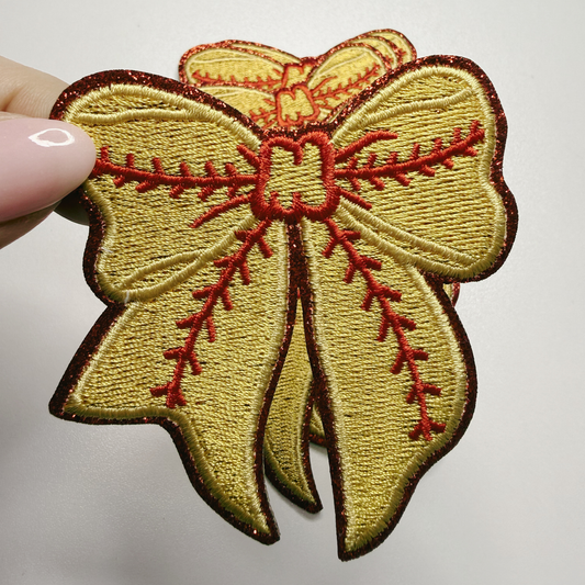 3” Softball Bow - Embroidered Hat Patch