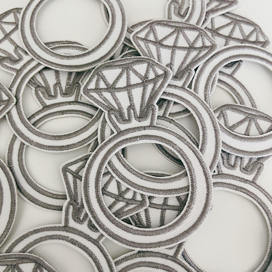 3" RING - Metallic Silver - Embroidered Hat Patch