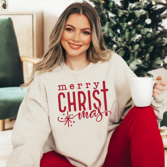 (shirt not included) Merry ChrisTmas In RED- Screen print Transfer