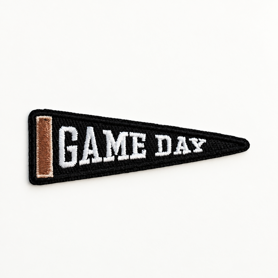 2.5"  GAME DAY Pennant Flag  -  Embroidered Hat Patch