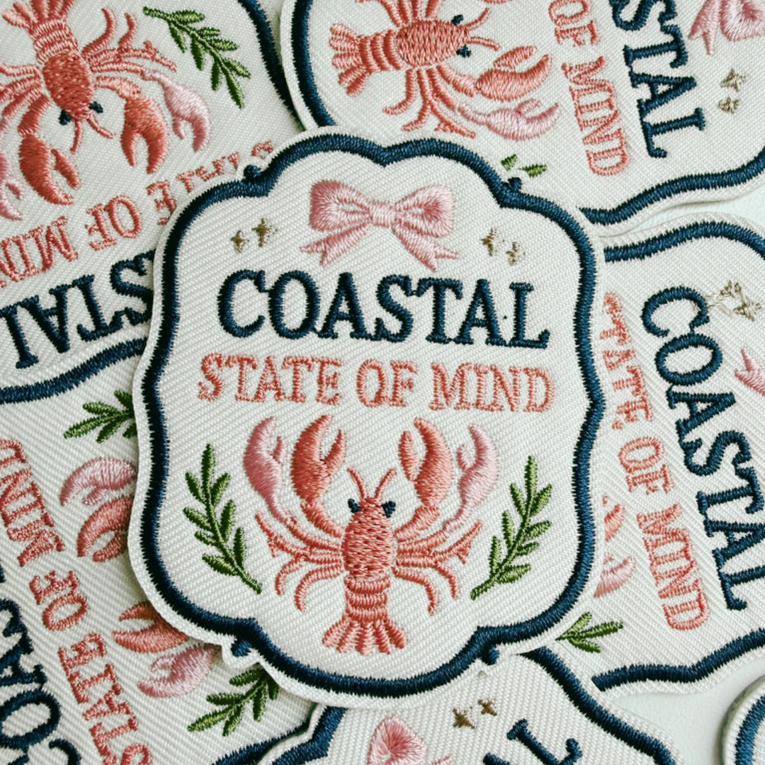 2.5" Coastal State of Mind  -  Embroidered Hat Patch