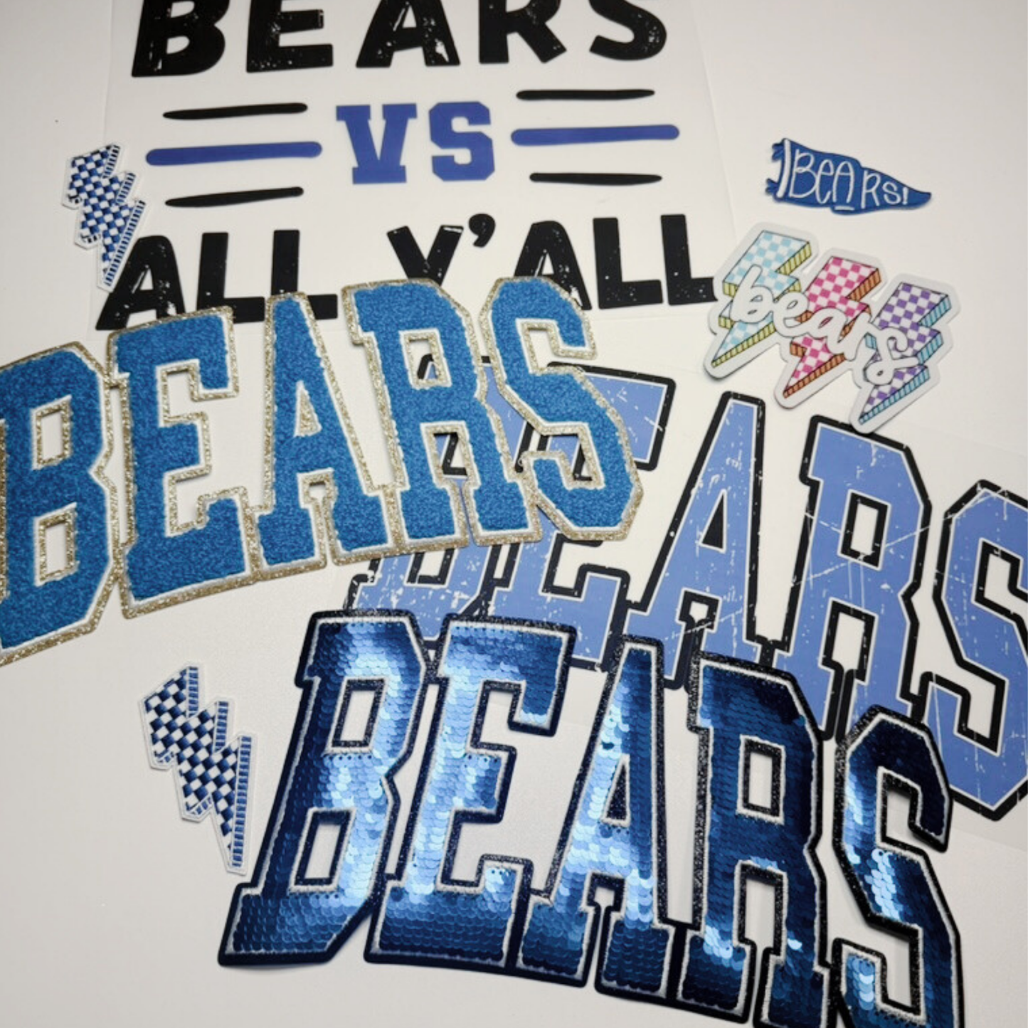 10.5" BEARS (gold backing) - Chenille Patch