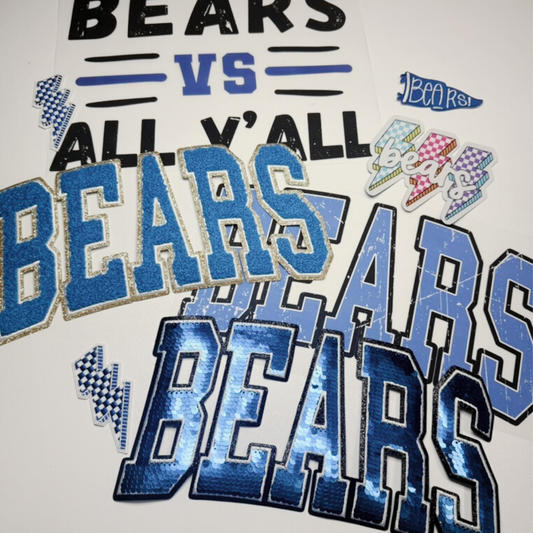 10.5" BEARS (gold backing) - Chenille Patch