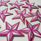 2" Pink & White Star - Embroidered Hat Patch