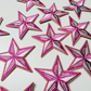 2" Pink & White Star - Embroidered Hat Patch