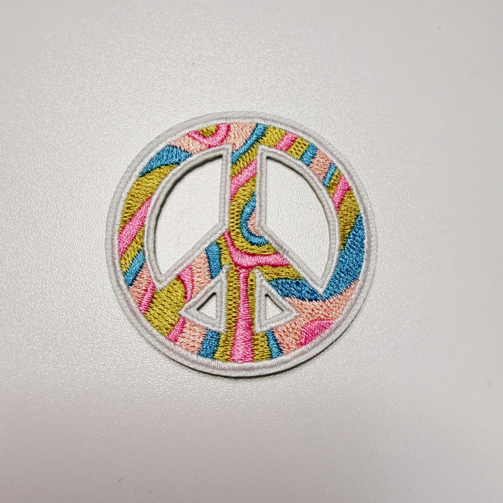 2" Multicolored peace sign -  Embroidered Hat Patch